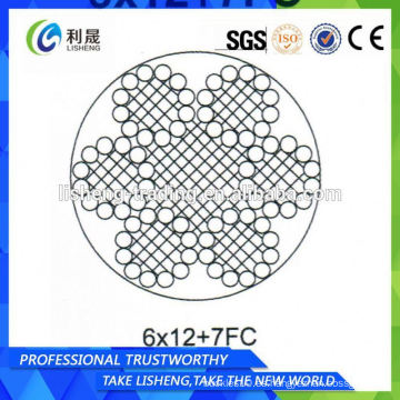 6X12 + 7FC China Cable de alambre de acero galvanizado